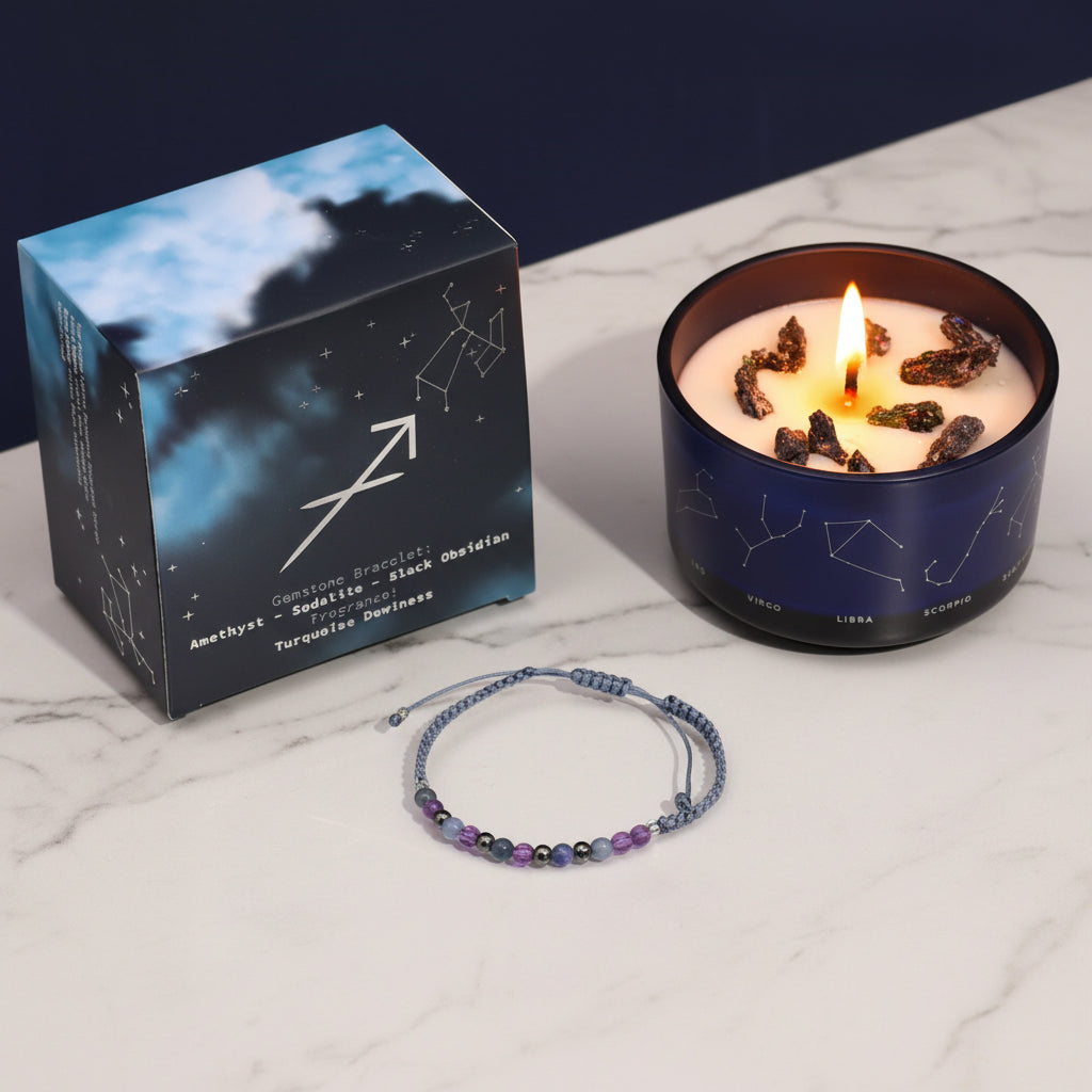 Kryštálová sviečka s náramkom - Strelec