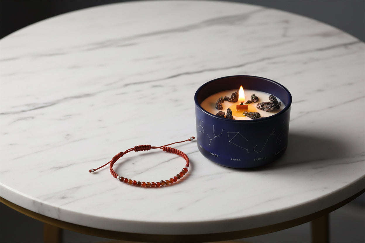 Kryštálová sviečka s náramkom - Lev